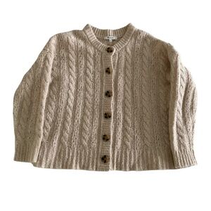 Madewell Pointelle Cable Knit Cardigan XS  Beige Chunky Cottagecore Hygge Cozy